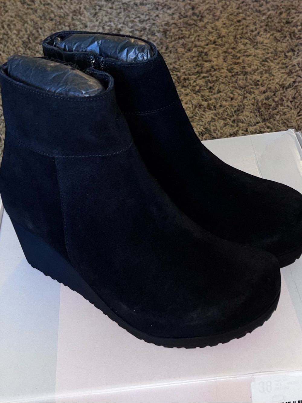 BIRKENSTOCK PAPILLIO EBBA SUEDE WEDGE BOOTS BOOTIES BLACK/BLACK 38 Women’s 7